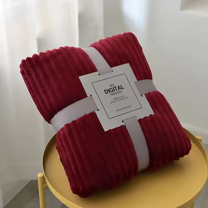 Thick Striped Faux Fur Blanket