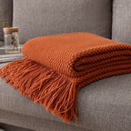 Morandi Tassel Knitted Throw Blanket