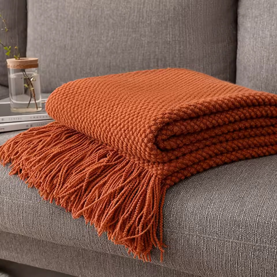 Morandi Tassel Knitted Throw Blanket