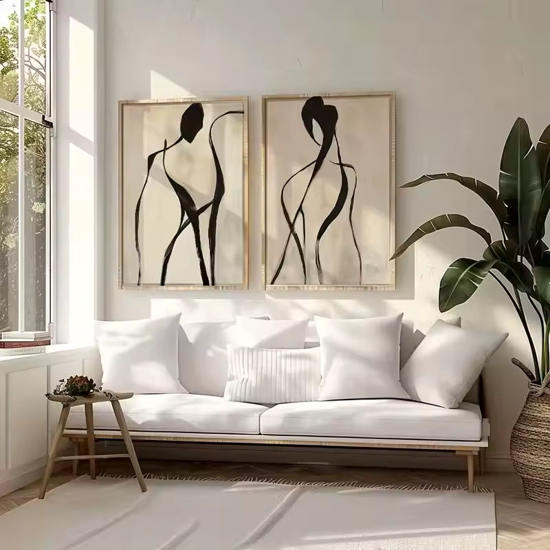 2 Piece Abstract Female Line Art Canvas Set