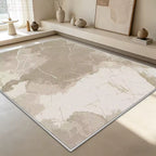 Beige Abstract Washable Area Rug