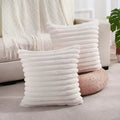 Faux Rabbit Fur Striped Cushion Cover