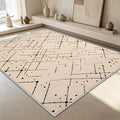 Beige Abstract Washable Area Rug