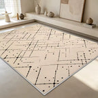 Beige Abstract Washable Area Rug