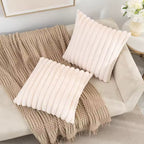 Faux Rabbit Fur Striped Cushion Cover