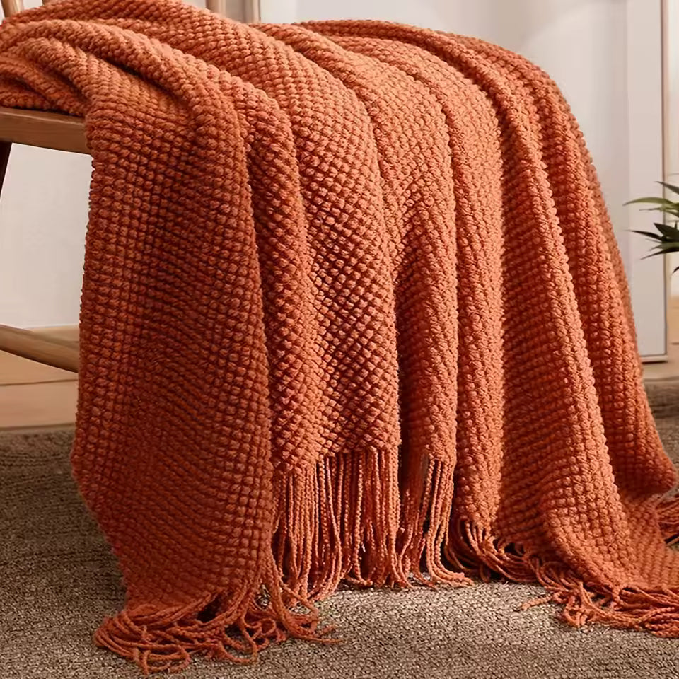 Morandi Tassel Knitted Throw Blanket
