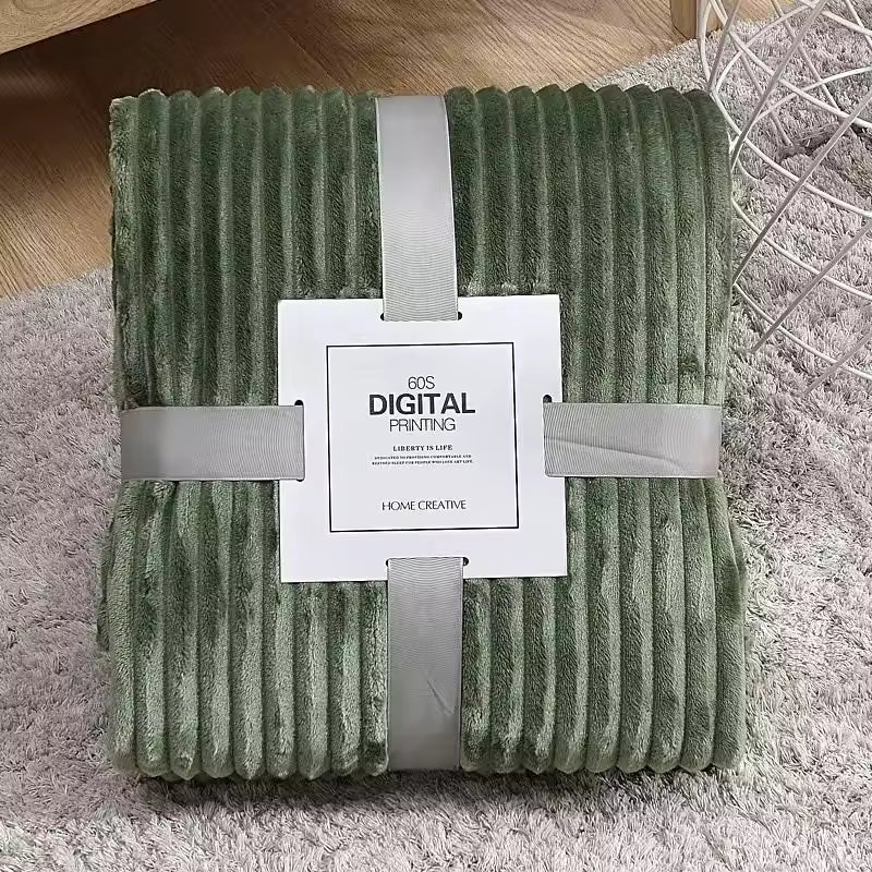 Thick Striped Faux Fur Blanket
