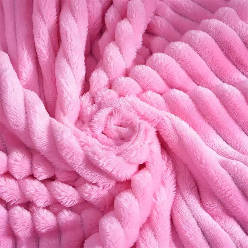 Thick Striped Faux Fur Blanket
