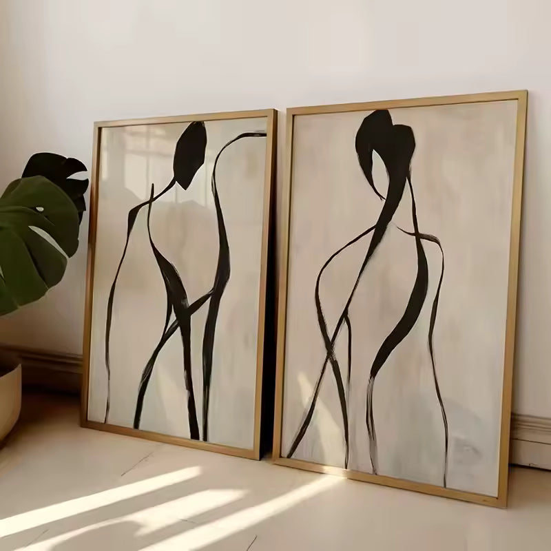 2 Piece Abstract Female Line Art Canvas Set