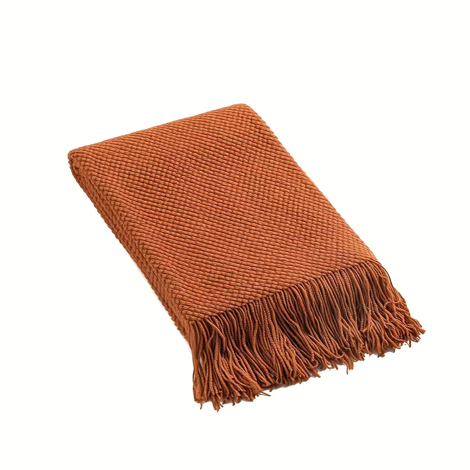 Morandi Tassel Knitted Throw Blanket