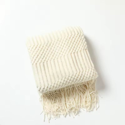 Chunky Knit Tassel Throw Blanket