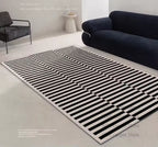 Modern Black & White Striped Rug